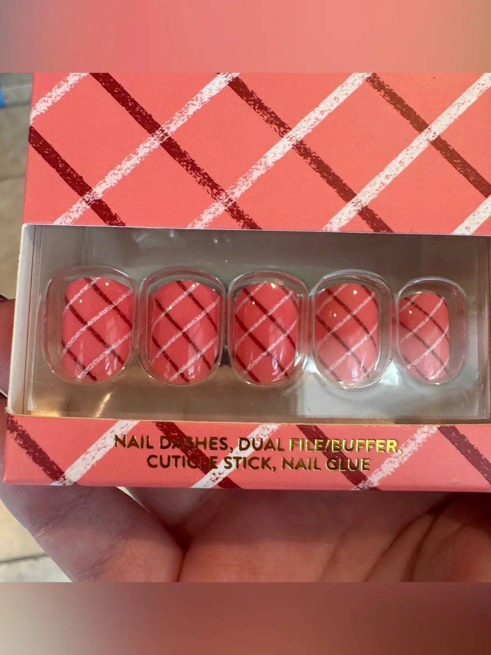 NIB Red Aspen Posie’s Stripes Press-On Nail Dashes